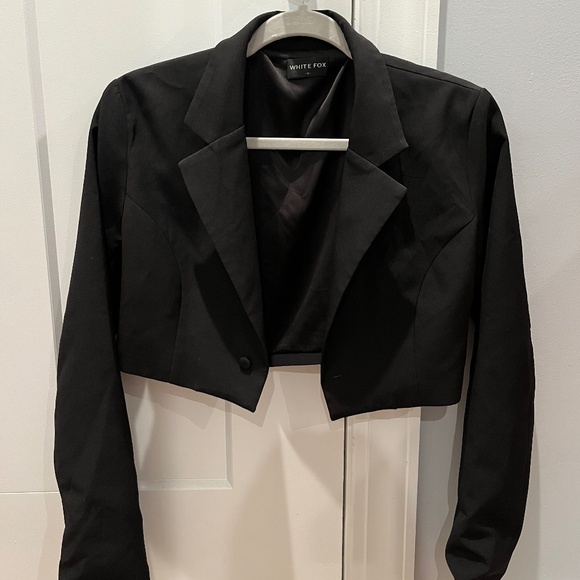 White Fox Black Cropped Blazer - Picture 1 of 3